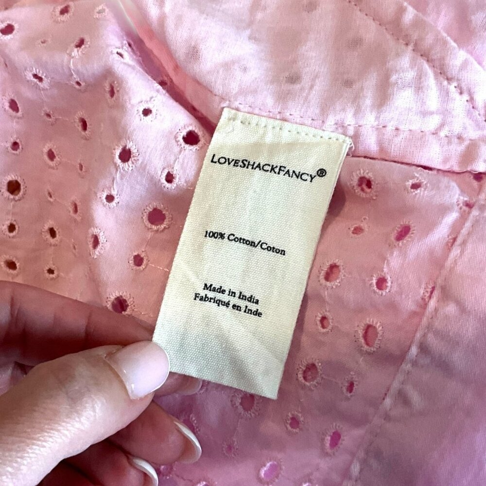 NWT LoveShackFancy lotus 100% cotton Pink Eyelet Wrap Crop Top - Picture 12 of 13
